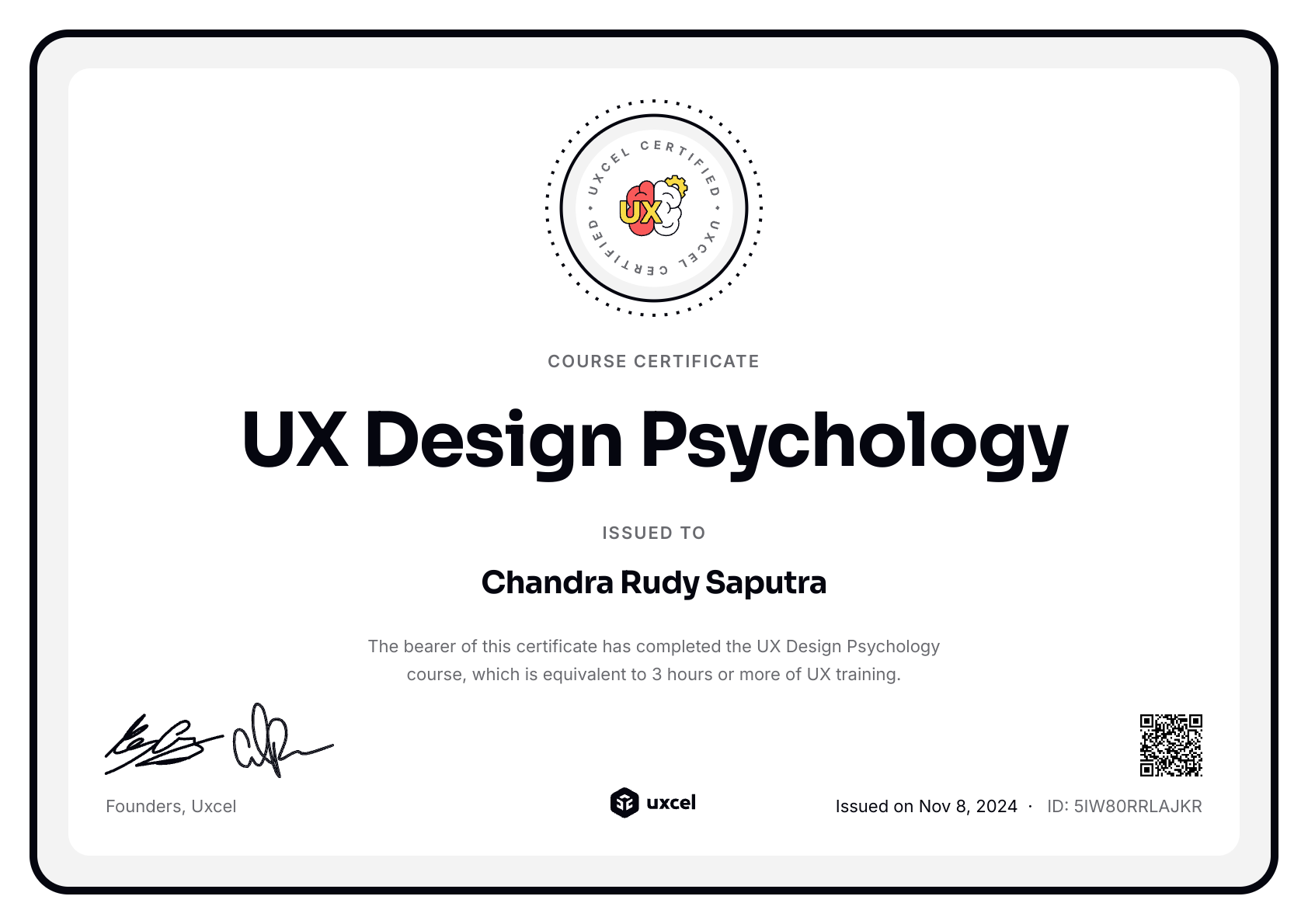 Chandra Rudy Saputra's certificate